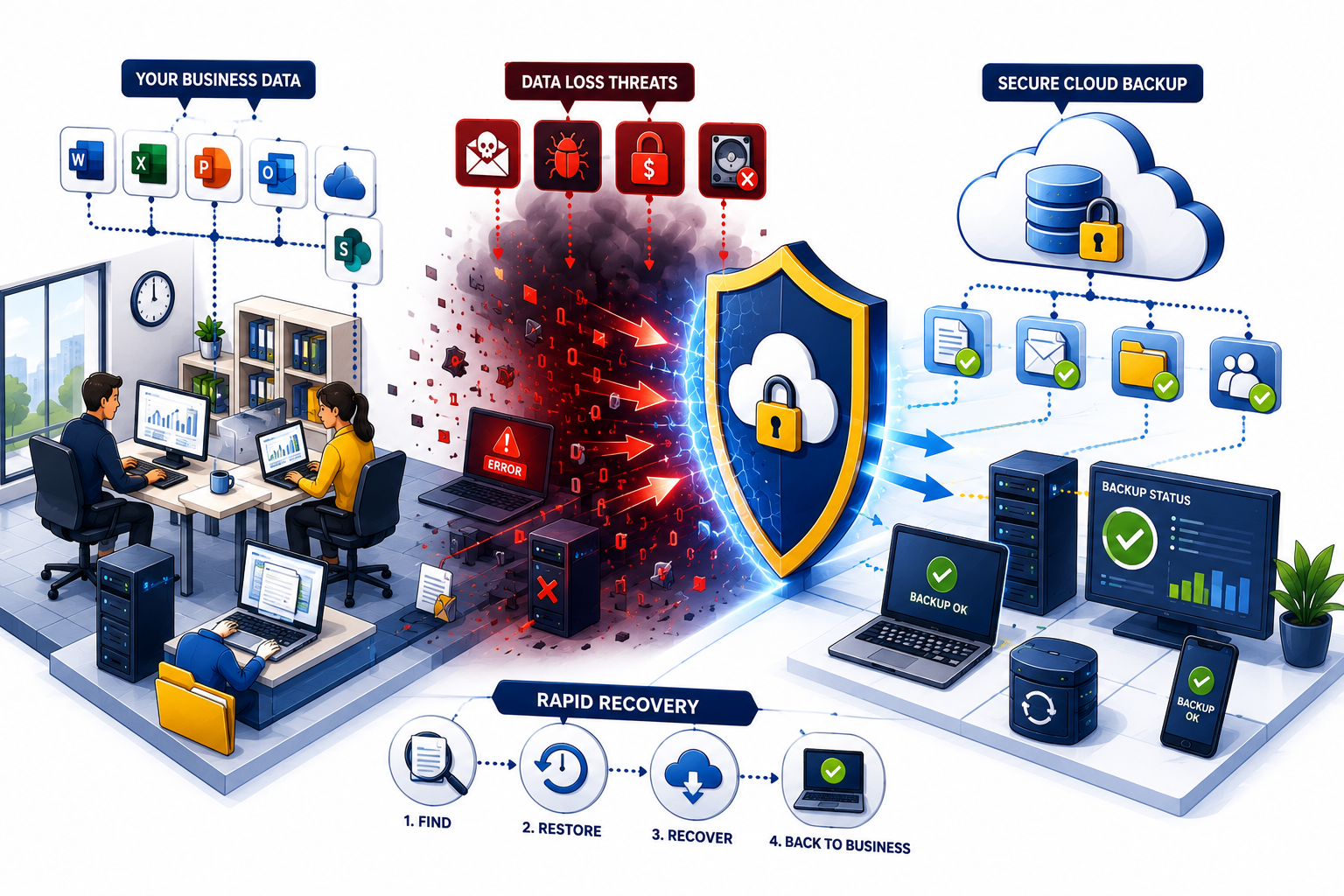 Cloud backup and data recovery for businesses